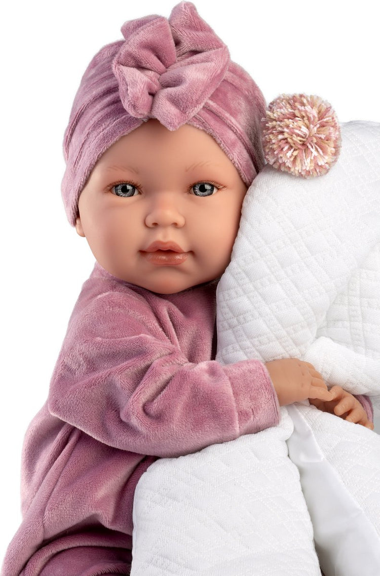 Llorens weinende Babypuppe Mimi Pink mit Turban und Sound 42 cm