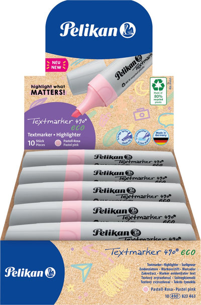 Pelikan Textmarker 490 – Öko-Textmarker – Pastellrosa – 10 Stück