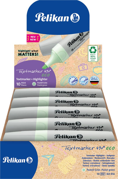 Pelikan Textmarker 490 – Öko-Textmarker – Pastellgrün – 10 Stück