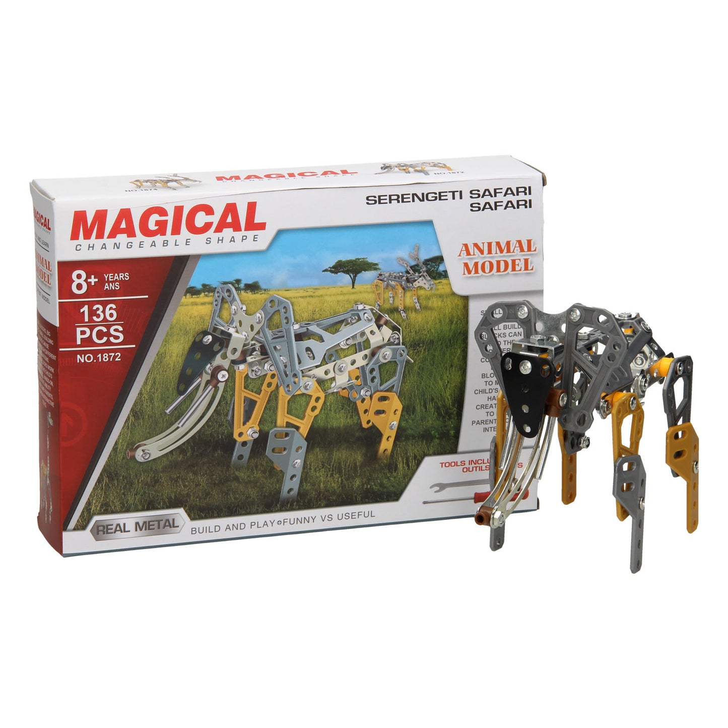Bausatz Elefant aus Metall, 136 Teile.