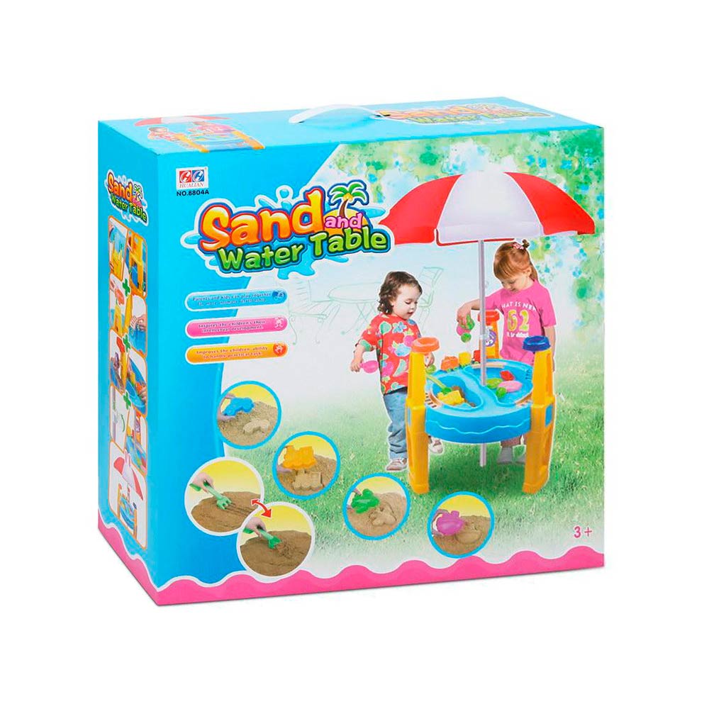 Sand- und Wasserspielplatz mit Parasol