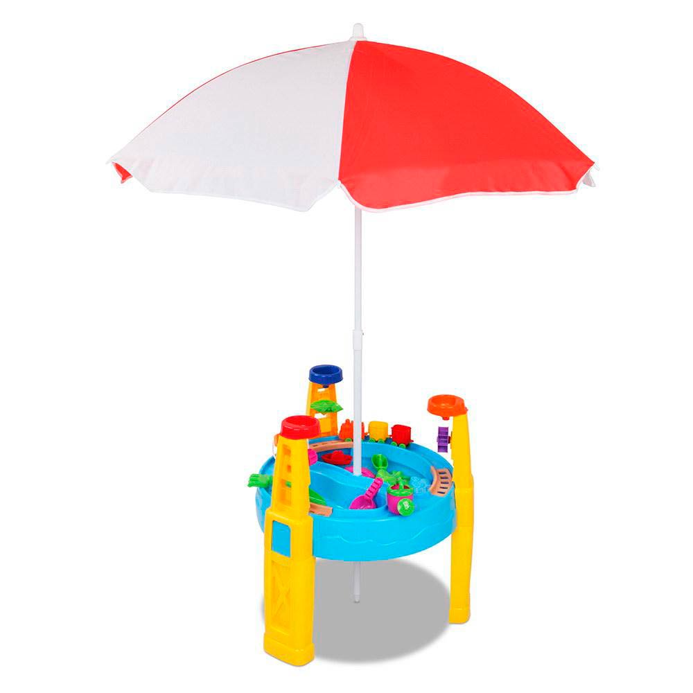 Sand- und Wasserspielplatz mit Parasol