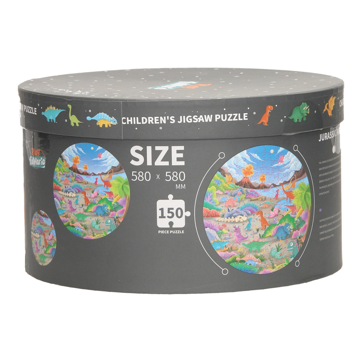 - Runde Puzzle in Aufbewahrungsbox - Dinos 150 Stück