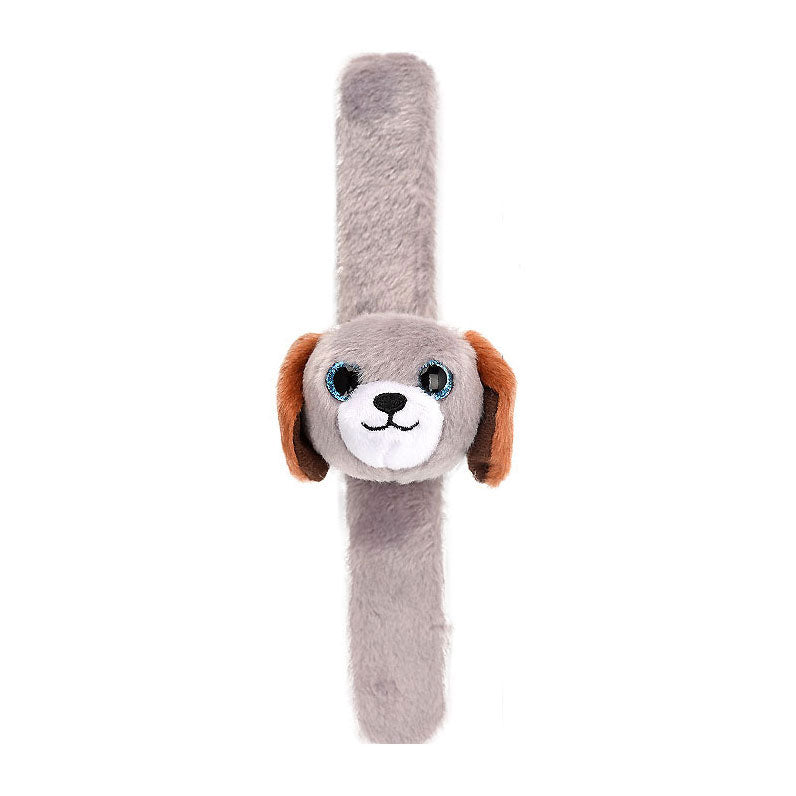 Plüsch-Faltarmband Hund grau