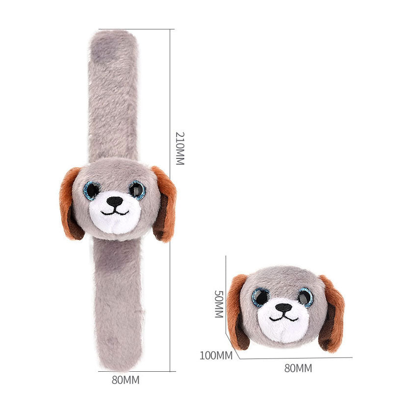 Plüsch-Faltarmband Hund grau