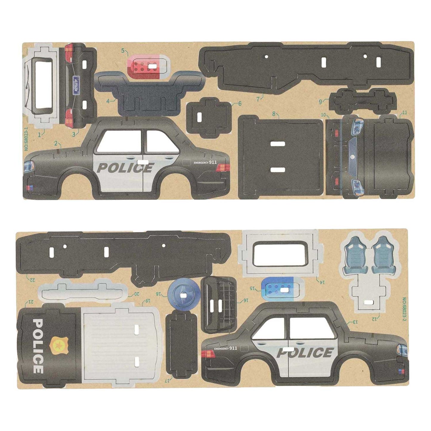 Holzbausatz 3D-Polizeiauto