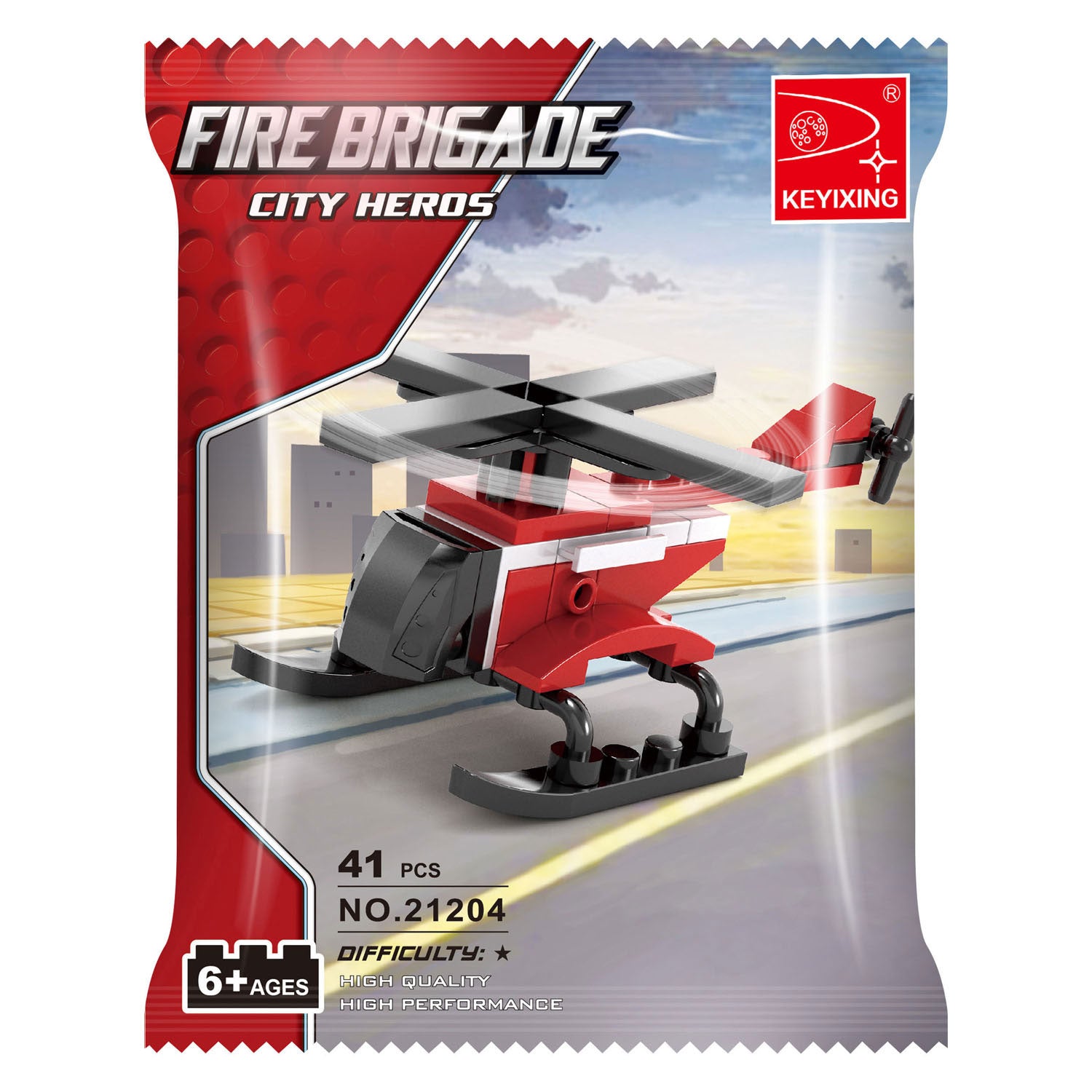 Bauset Feuerwehrhubschrauber - 41 Teile.