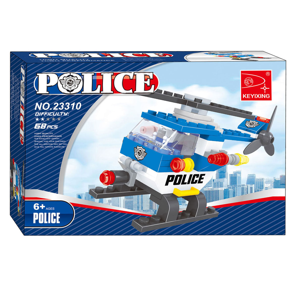 Polizeihubschrauber-Bauset – 68 Teile.