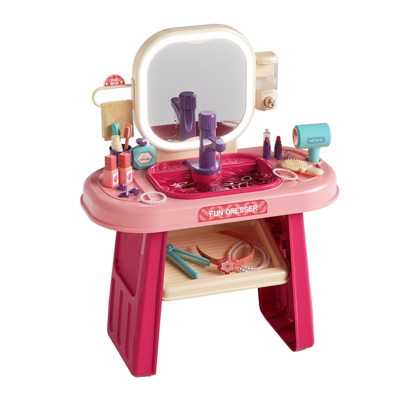 Schminktisch rosa mit Accessoires
