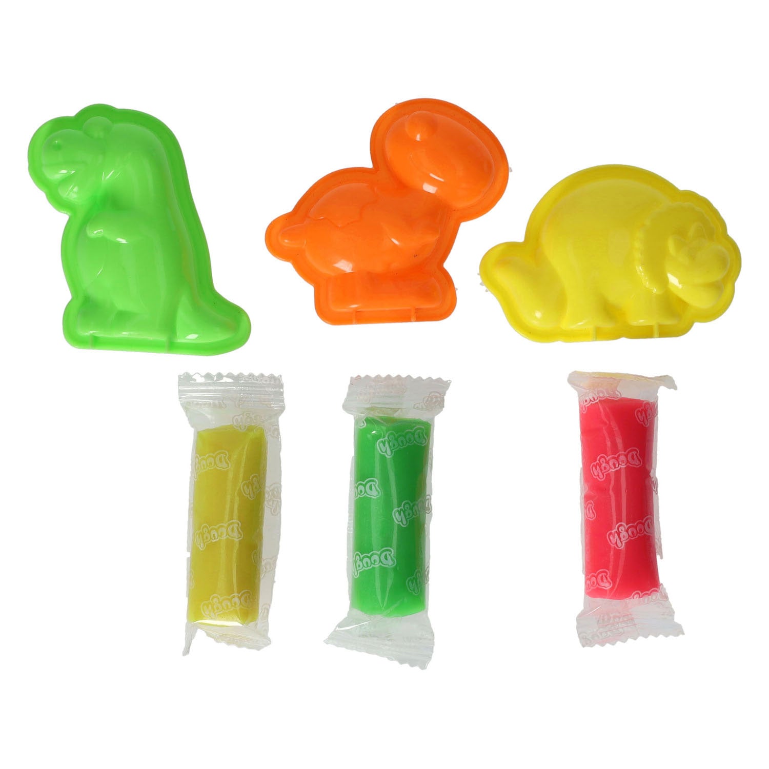 Tonset mit 2 Dinosaurierformen und Werkzeugen – 3 Tonfarben