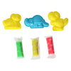 Tonset mit 2 Dinosaurierformen und Werkzeugen – 3 Tonfarben