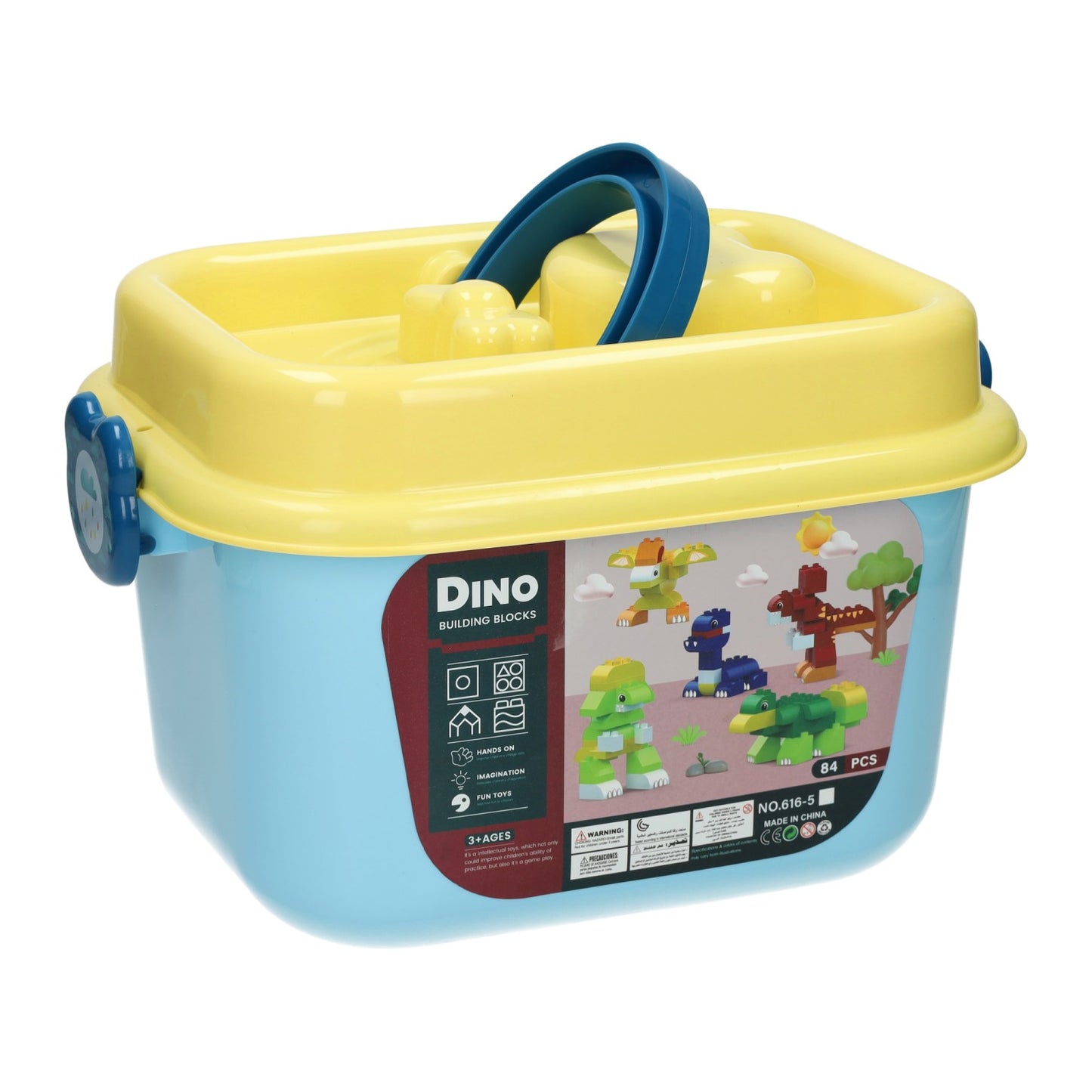 Dino-Baukasten-Bausteine ​​in Aufbewahrungsbox – 84 Teile.