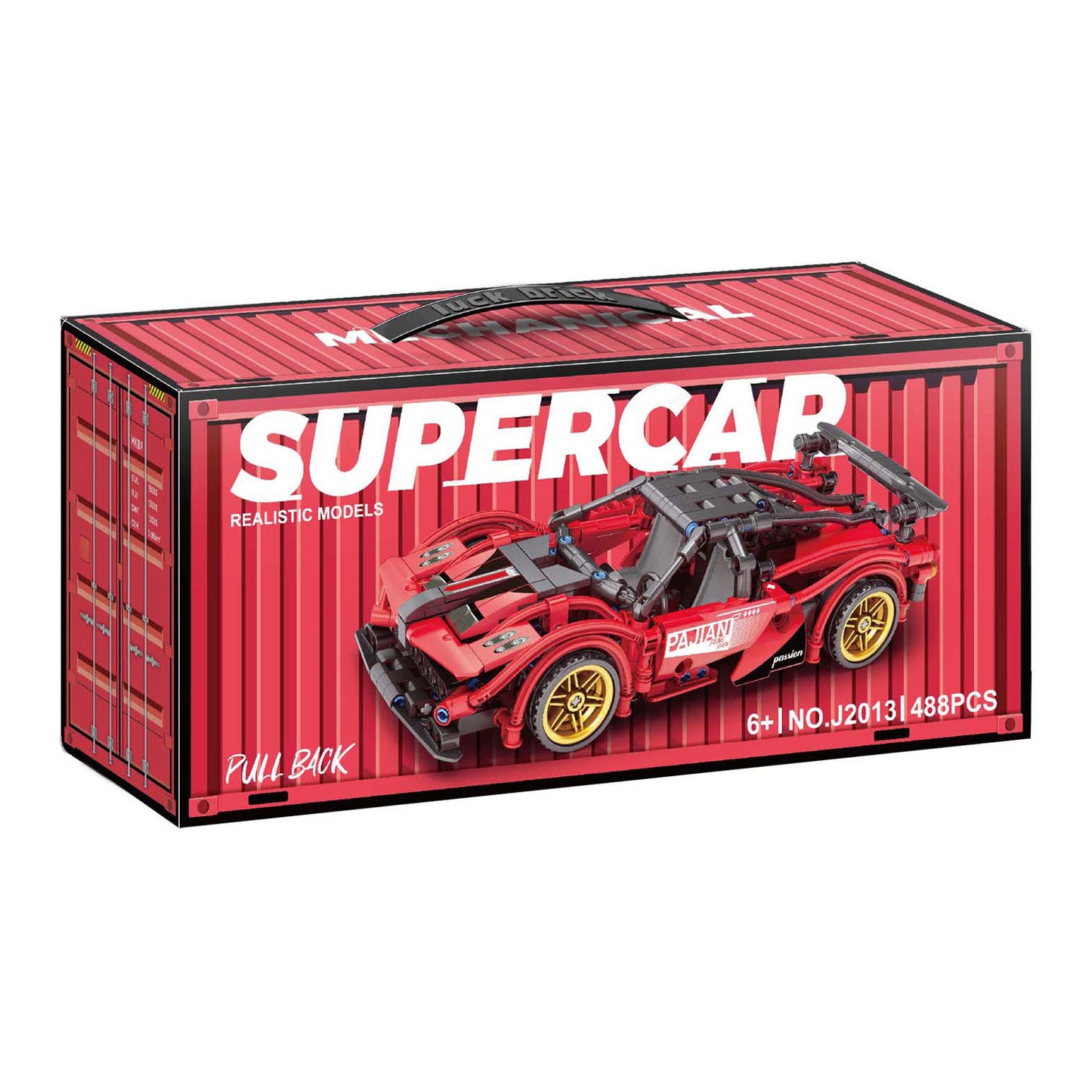 Bausteine-Set Rückziehsportwagen - 488-tlg.