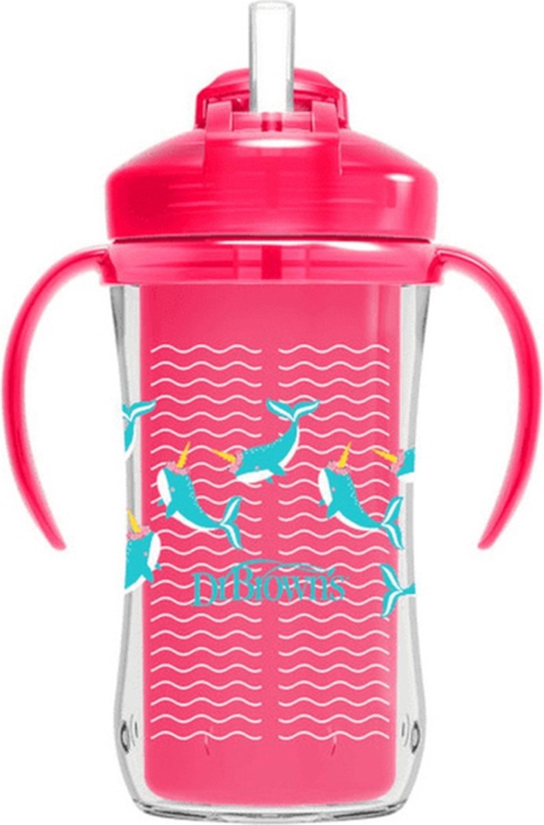 Dr. Brown's Dr. Brown's - Thermobecher mit Strohhalm 300 ml - 1 Stück - 12 Monate+ rosa-rosa