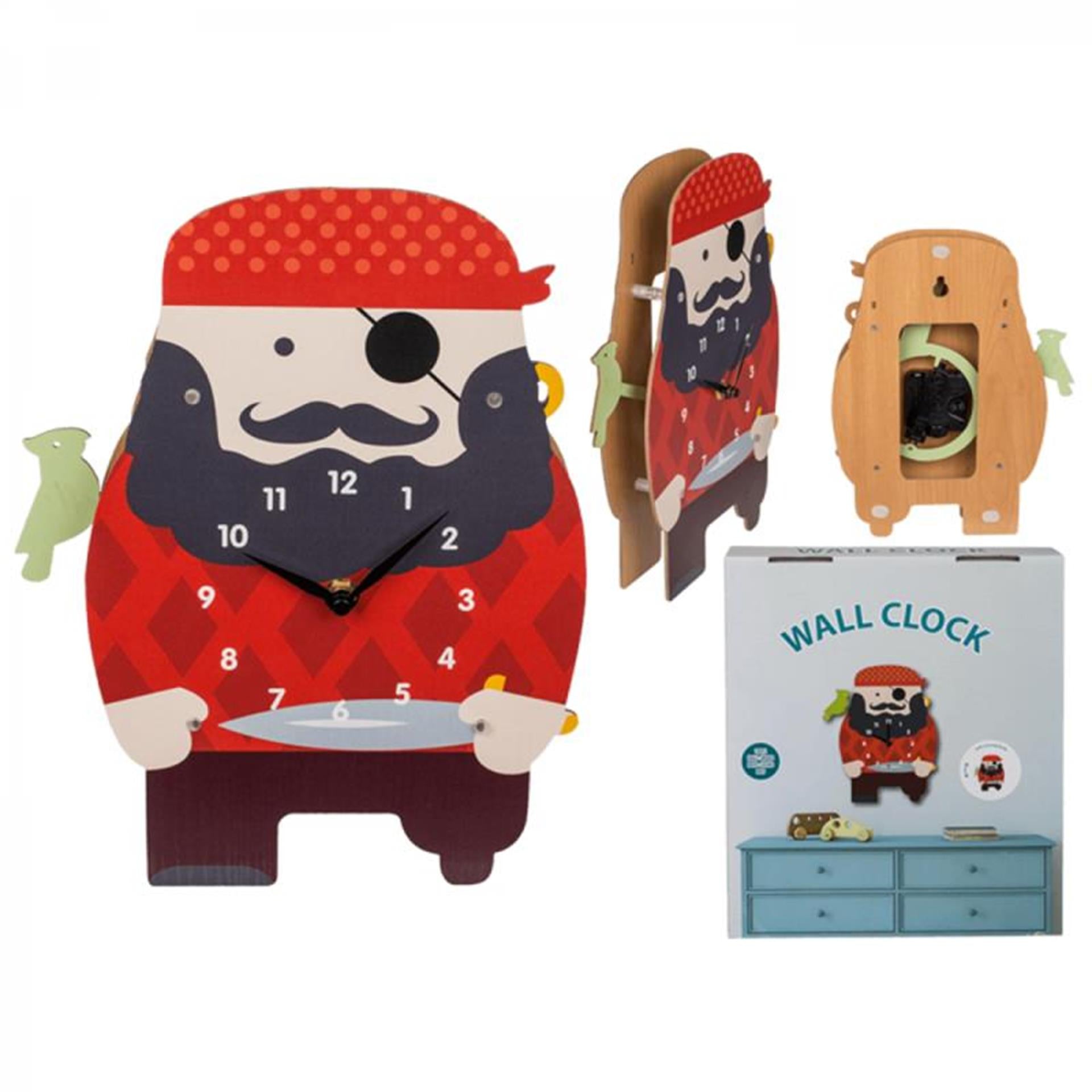 Out of the blue Wanduhr Piratenholz 21x29cm Kinder