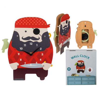 Out of the blue Wanduhr Piratenholz 21x29cm Kinder