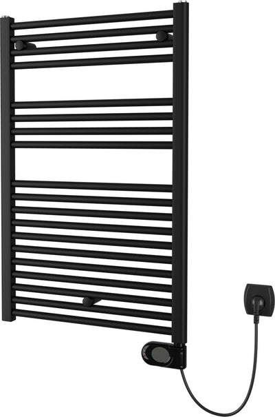 Elektrischer Handtuchheizkörper Plieger Elba – Handtuchwärmer – mit Uhrenthermostat – 94,2 cm x 60 cm – 500 Watt – mattschwarz