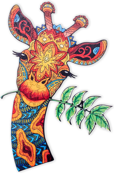 Engelhart Holzpuzzle Giraffe – 113 einzigartige Puzzleteile – Holzpuzzle im A4-Format – Tierpuzzlespiel – Lern-Denkspiel – inklusive Aufbewahrungskoffer –