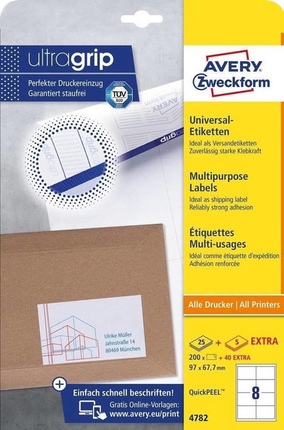 Multifunktionsetiketten Avery Zweckform 67,7 x 97 mm weiß