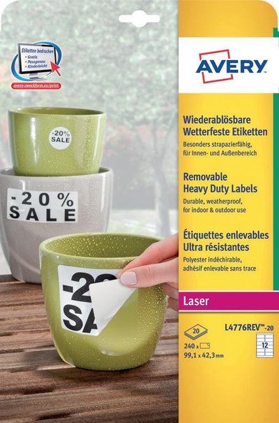 Etiketten avery l4776rev-20 weiß 240 Stk