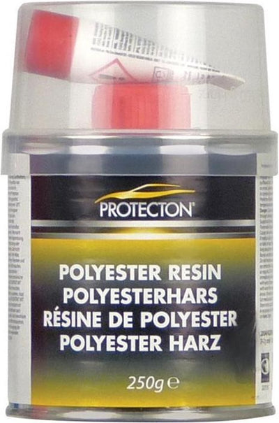 Protecton Polyesterharz – zum Reparieren und Verschließen von Löchern – anwendbar auf Stahl, Aluminium, Holz, Beton und Polyester – elastisch und chemikalienbeständig – hervorragende Haftung – mit Härtertube – 250 Gramm