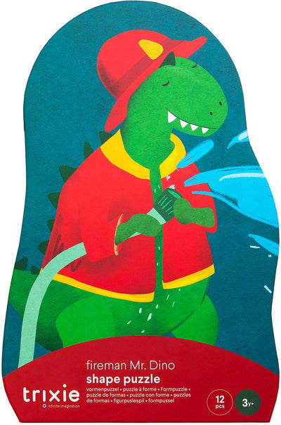Trixie Formpuzzle Feuerwehrmann Mr. Dino – 12 Teile – Kinderpuzzle ab 2 Jahren