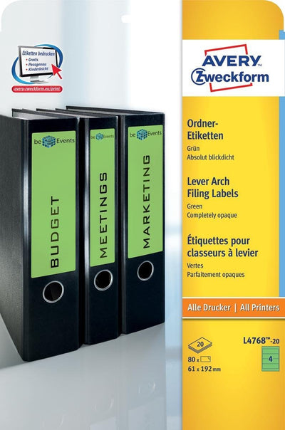 Dateietiketten Avery Zweckform L4767-20 mattgrün