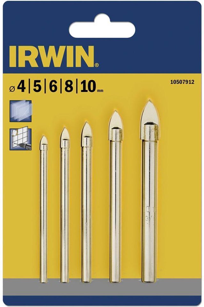 Irwin Glas- und Fliesenbohrer 5-teiliges Set: 4 5 6 8 11 mm – 10507912