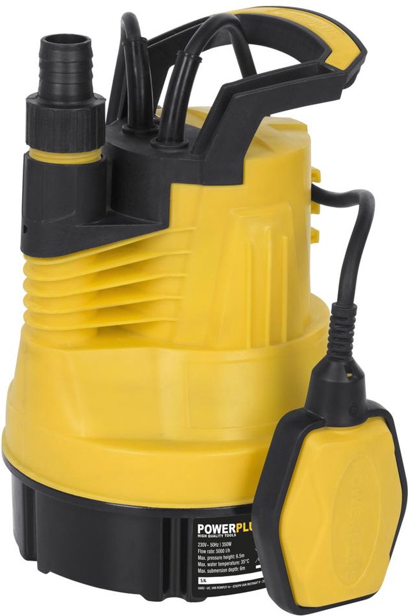Powerplus elektrische Wasserpumpe POWXG9502 – 350 W Tauchpumpe, maximale Temperatur von 35 °C und Durchfluss von 5000 l Stunde, Gartengeräte
