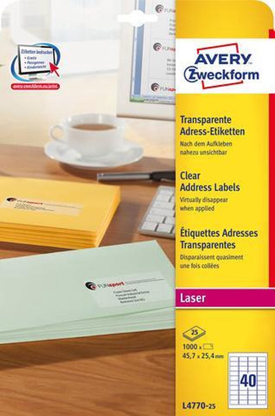 Inkjet-Adressetiketten à 1.000 Stück transparent