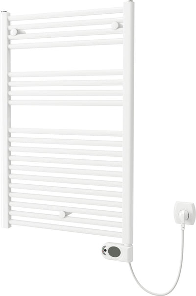 Plieger Elba Elektro-Handtuchheizkörper – Handtuchwärmer – mit Uhrenthermostat – 94,2 cm x 50 cm – 500 Watt – weiß