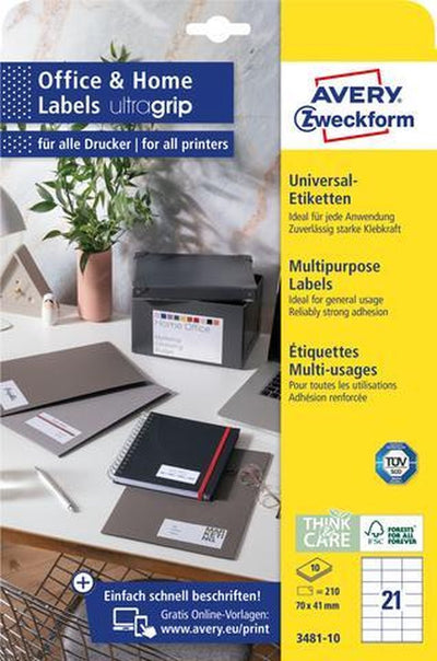 Etiketten avery 3481-10 70 x 41