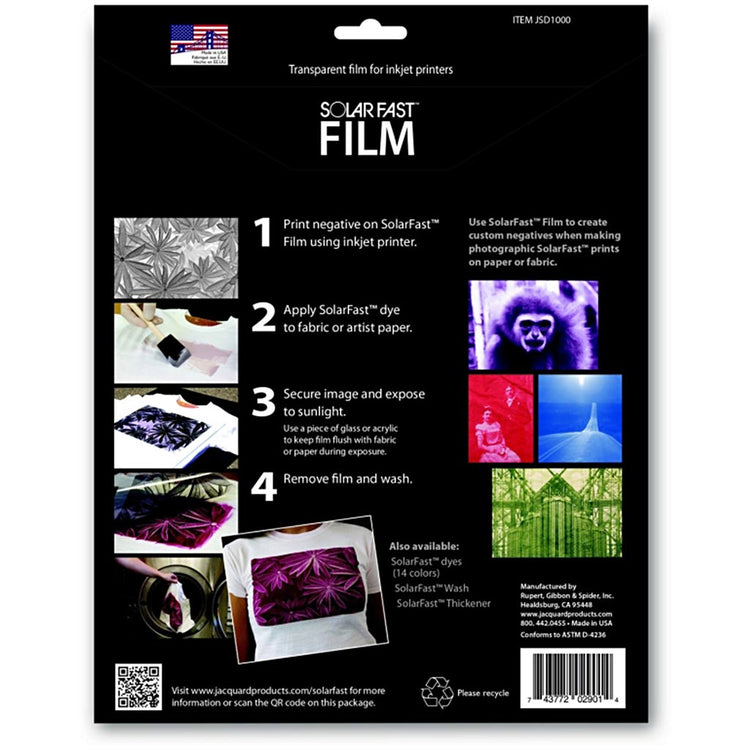 Jacquard Transparente Folie für Tintenstrahldrucker, schnell auf Sonnenenergie, Dim 21,6x27,9 cm, 8 Stück 1 Box