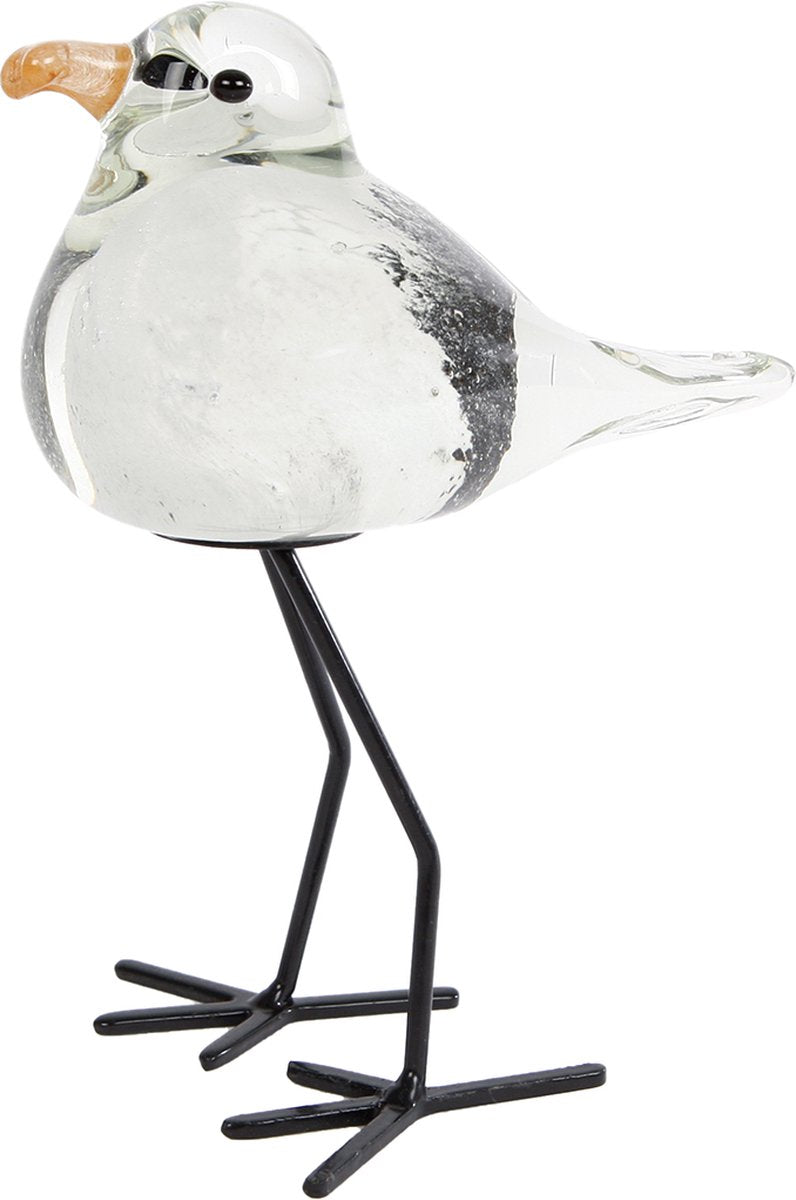 Van Mane Skulptur Möwe Deko Glas weiß schwarz 11x8,5x15cm Spielzeug.