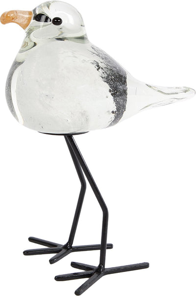 Van Mane Skulptur Möwe Deko Glas weiß schwarz 11x8,5x15cm Spielzeug.