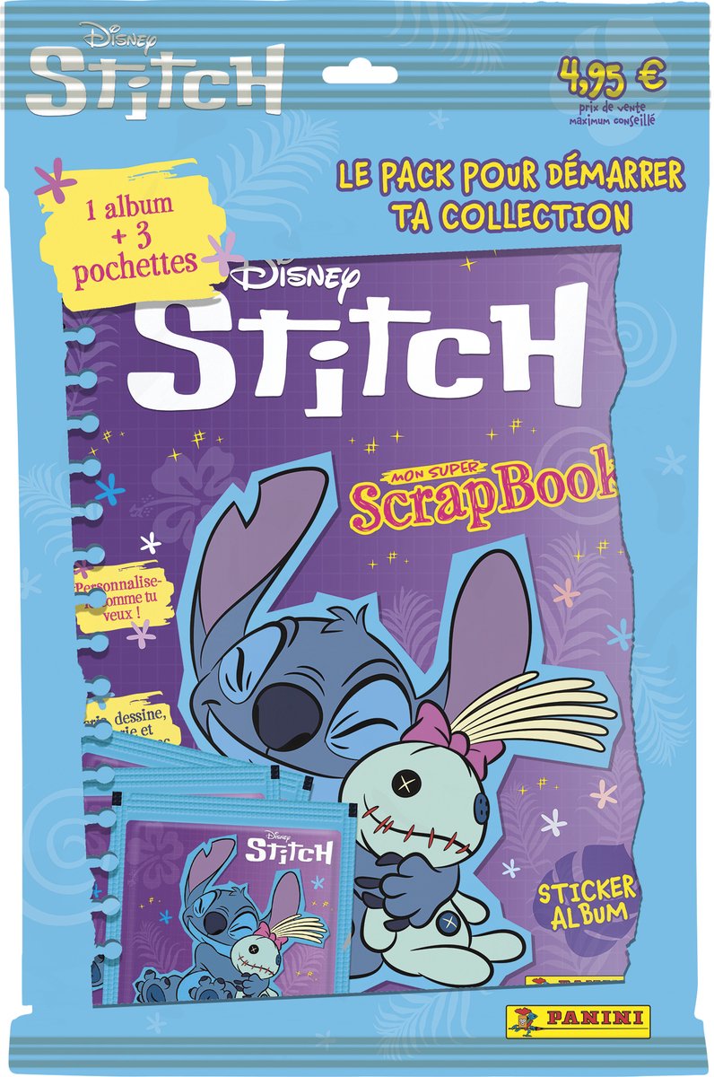 Asmodee Disney – Stitch Panini Starter Pack 1 Albuù + 3 Packungen Aufkleber – nl