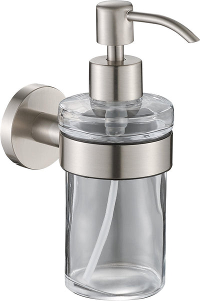 Plieger Vigo Seifenspender – wandmontierter Seifenspender – hängender Seifenspender – Seifenspender aus Glas – 10 Jahre Garantie – gebürstetes Chrom