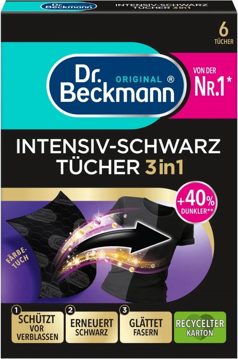 Dr. Beckmann - Farbpflege - Intensivschwarz 2 in 1 - Dunkle Wäsche - 6 Tücher