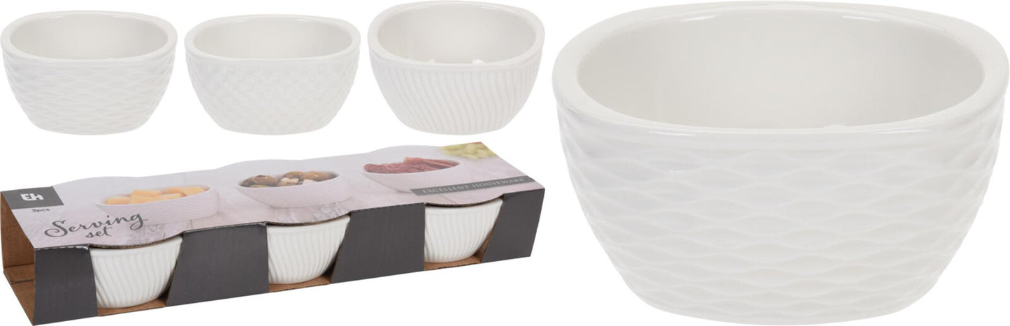Excellent Houseware Snackschalen-Set aus Porzellan, 3-teilig
