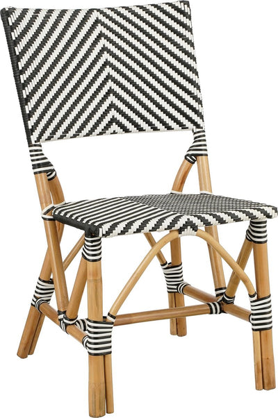 Mica Dekorationen Mandox Bistrostuhl – L45,5 x B57 x H89 cm – Rattan – Schwarz, Weiß