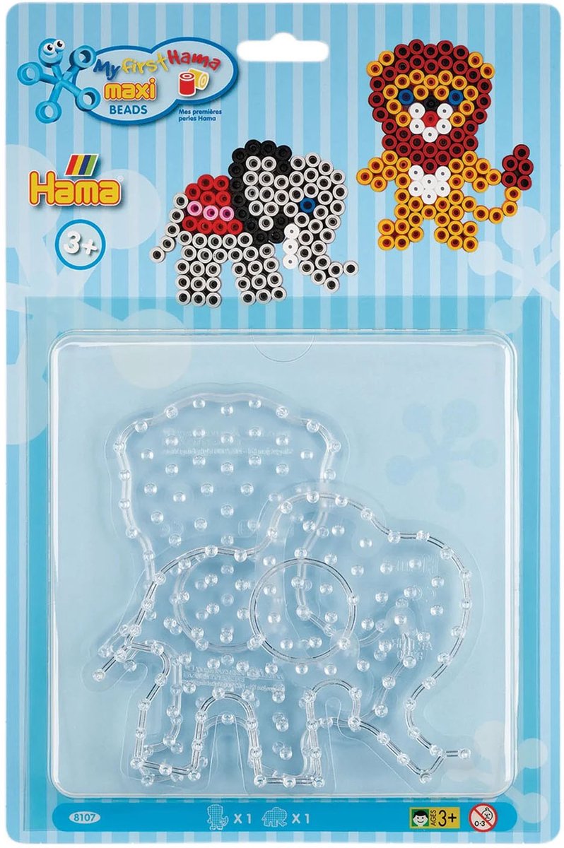 Hama -Bügel -Perlenplatten Maxi Leeuw und Elefant