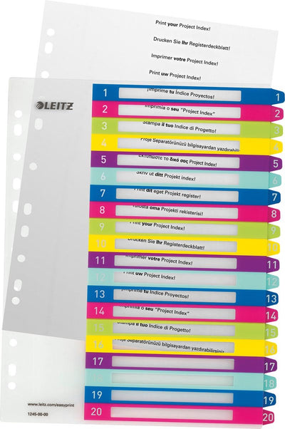 Leitz Wow druckbares Register, 20 Tabs