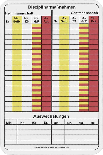 Erima Schiedsrichter-Zubehör, Notizkarten, Schiedsrichter-Set