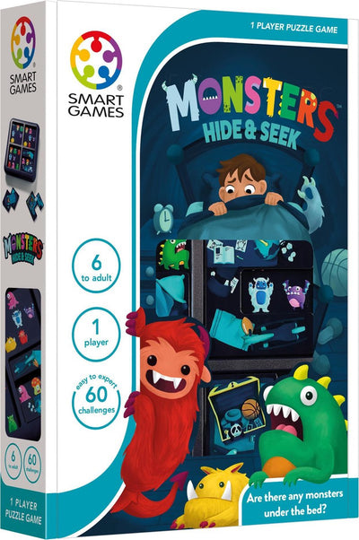 Smartgames Monsters Versteckspiel – kompaktes logisches Denkspiel – 60 lehrreiche Monster-Herausforderungen – Reisespiel Solospiel – ab 6 Jahren
