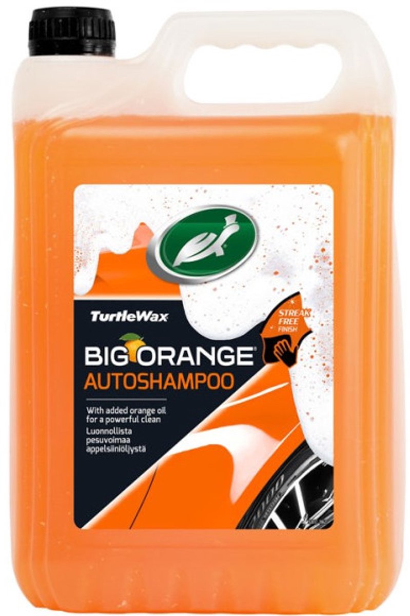 Turtle Wax Big Orange Autoshampoo – entfernt schnell Schmutz und Ablagerungen – sorgt für brillanten Glanz – streifenfreies Ergebnis – 5 Liter