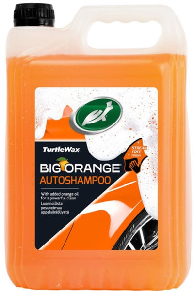 Turtle Wax Big Orange Autoshampoo – entfernt schnell Schmutz und Ablagerungen – sorgt für brillanten Glanz – streifenfreies Ergebnis – 5 Liter