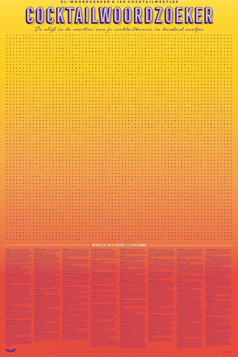 Stratier XL-Spielplakat – Cocktail-Wortsuche – 100 Fakten