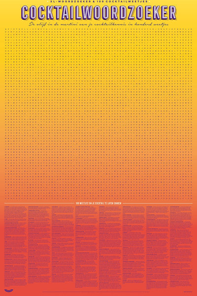 Stratier XL-Spielplakat – Cocktail-Wortsuche – 100 Fakten