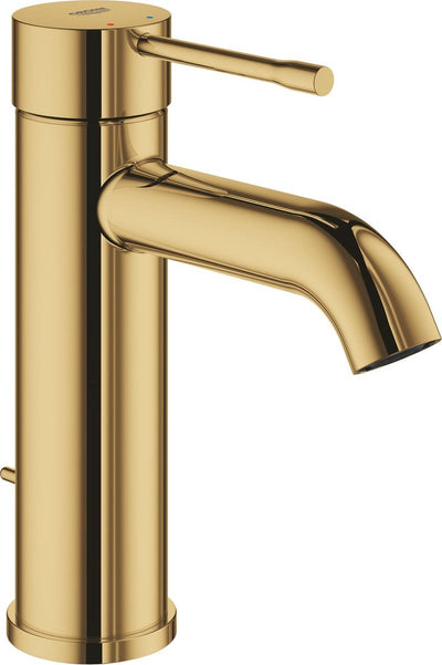 Grohe Essence New Waschtischarmatur – niedriger Auslauf – mit ausziehbarem Ablaufgarnitur – Cool Sunrise (Gold) – 23589gl1