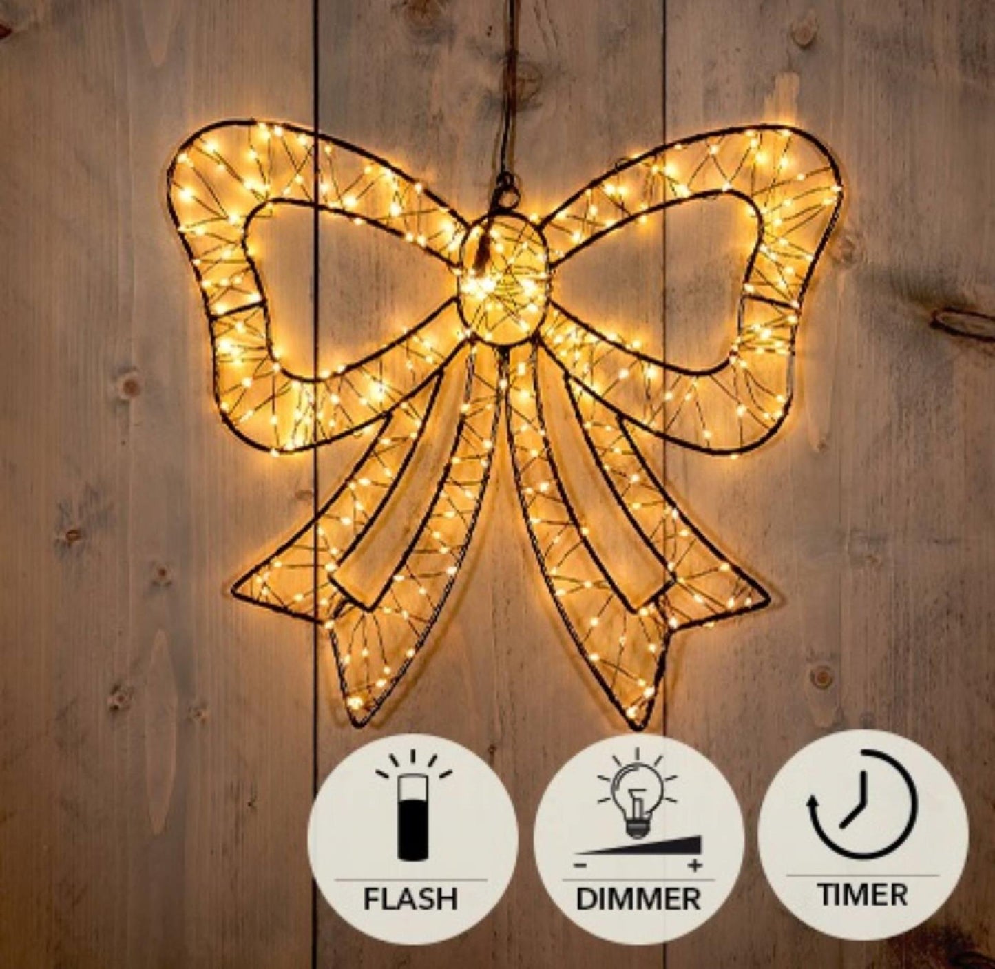 Anna's Collection beleuchtete Fliege 34 cm 278 LED IP44 mit Blitzfunktion, Timer-Dimmer